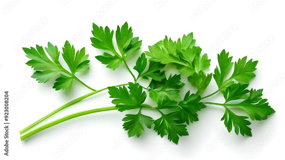 green leaves of parsley isolated on white background green leaves of parsley isolated on white background