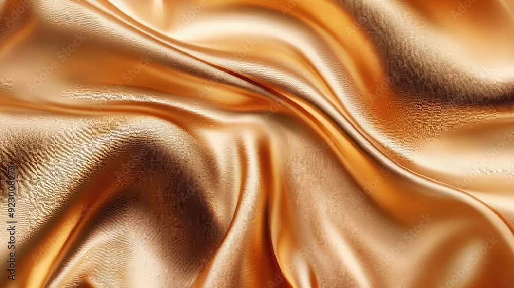 Fototapeta premium Luxurious Golden Silk Fabric with Smooth Waves and Elegant Texture for Fashion and Interior Design Concepts