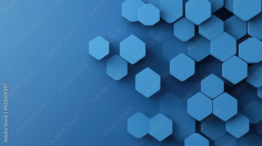 Obraz premium Dive into a futuristic realm with abstract blue hexagons, blending modern design and technology in a captivating illustration.