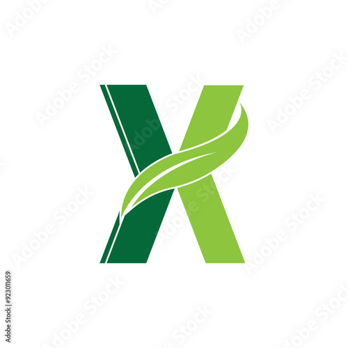 Letter X Leaf logo icon symbol.