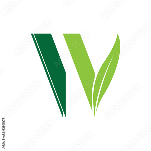 Letter W Leaf logo icon symbol.