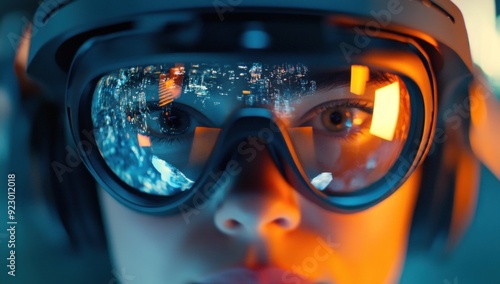 Wallpaper Mural Close-up of a Person Wearing Futuristic Goggles Torontodigital.ca