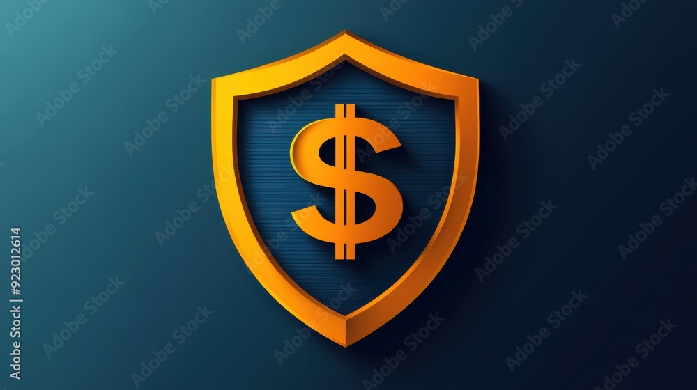 A dollar sign is on a shield A dollar sign is on a shield