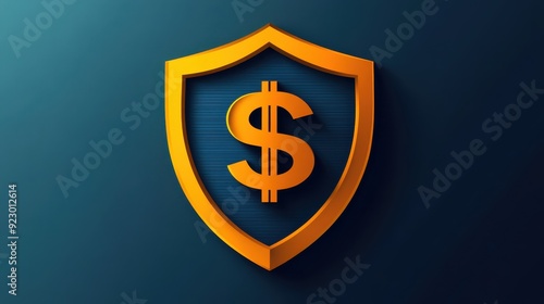 A dollar sign is on a shield