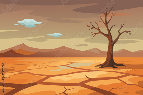A hauntingly desolate landscape depicting the apocalypse of Earth art vector illustration