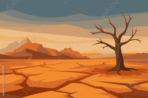 A hauntingly desolate landscape depicting the apocalypse of Earth art vector illustration