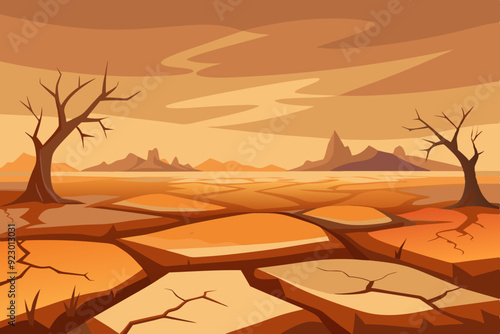 A hauntingly desolate landscape depicting the apocalypse of Earth art vector illustration