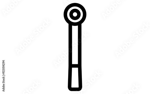Tool icon with simple line drawing in black and white, ratchet wrench