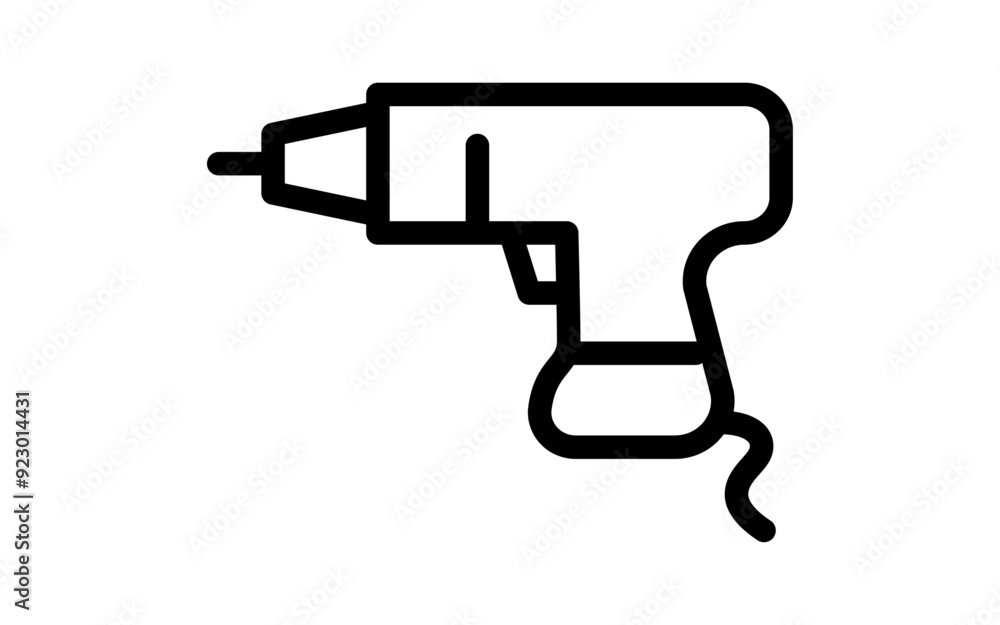 Tool icon with simple line drawing in black and white, Electric screwdriver Tool icon with simple line drawing in black and white, Electric screwdriver
