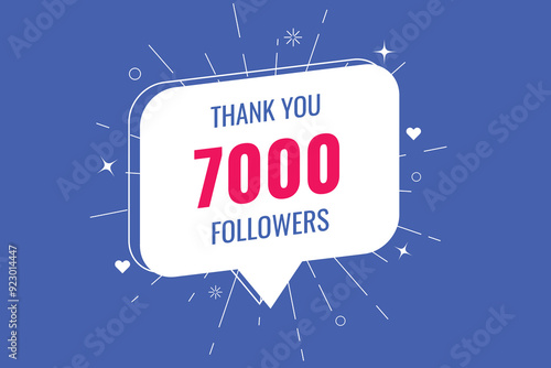 7000 OR 7k followers celebration. Thank you 7000   followers congratulation template banner. banner for social 7k friends and followers. celebrate subscribers and followers.
