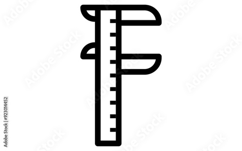 Tool icon with simple line drawing in black and white, calliper