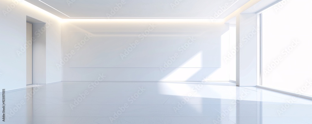 A spacious, empty 3D room with soft, ambient lighting and clean, neutral tones, offering ample copy space for creative use A spacious, empty 3D room with soft, ambient lighting and clean, neutral tones, offering ample copy space for creative use