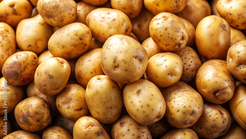 Top down view of many organic, freshly dug potatoes. Agricultural background texture
Top down view of many organic, freshly dug potatoes. Agricultural background texture