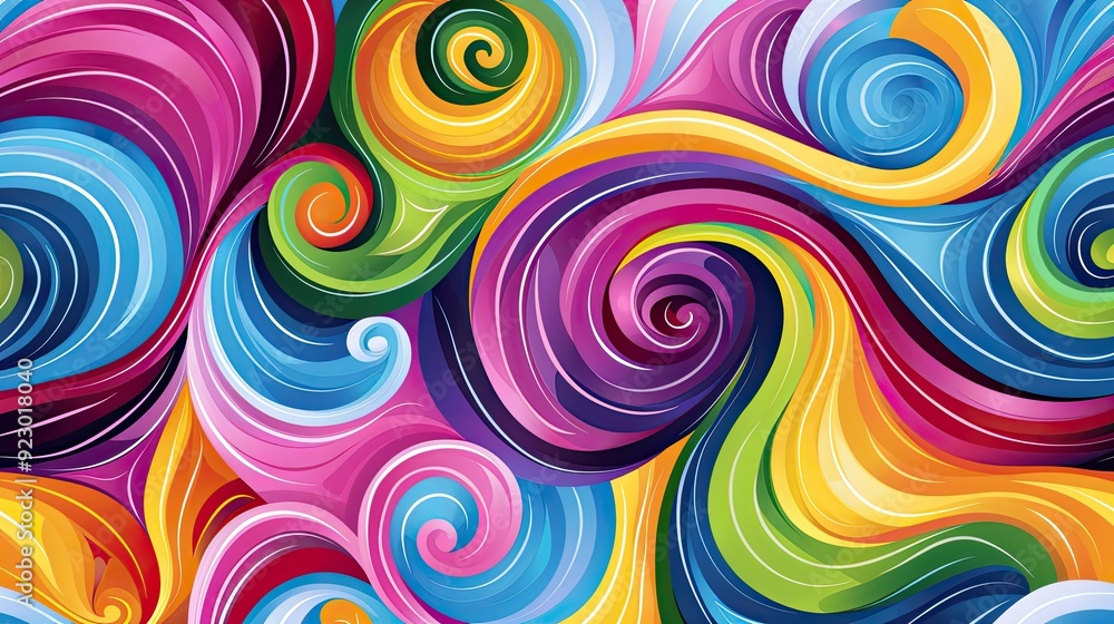 A vibrant and colorful pattern with swirling waves, perfect for creating an eye-catching background or texture in your design projects. A vibrant and colorful pattern with swirling waves, perfect for creating an eye-catching background or texture in your design projects.