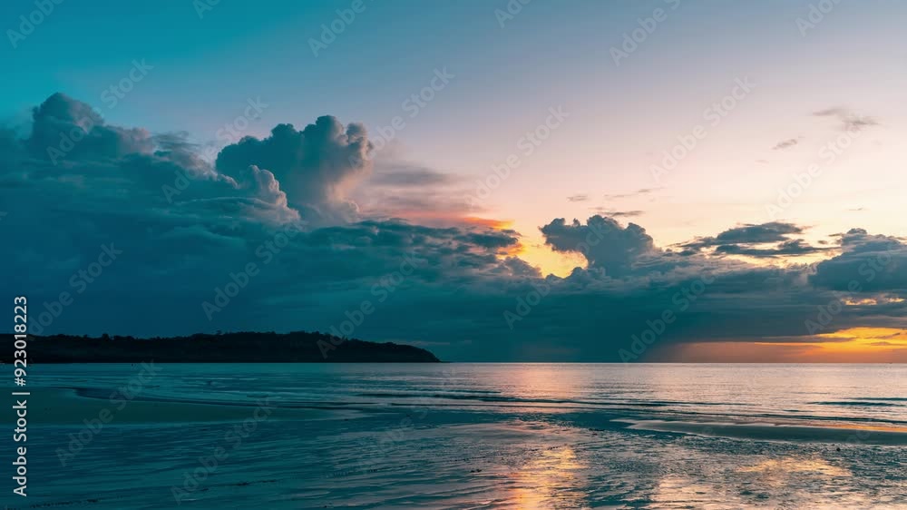 Tropical beach with scenery sky clouds on background 4K Tropical beach with scenery sky clouds on background 4K