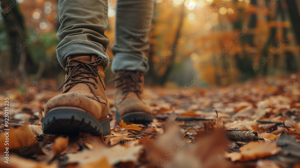 Boots Walking Through Autumn Forest Boots Walking Through Autumn Forest
