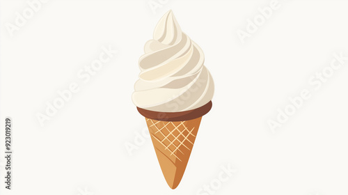 A delicious chocolate ice cream cone with creamy layers of ice cream, isolated on a white background