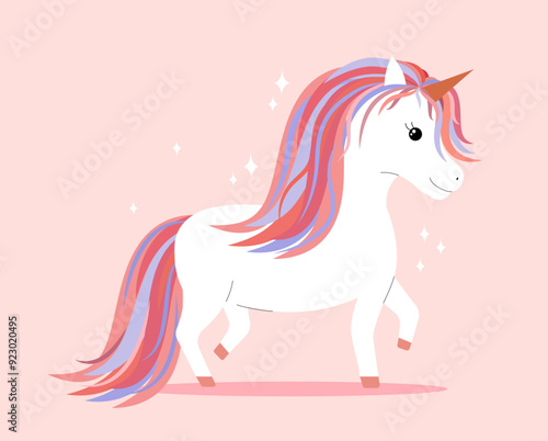 Cute unicorn. Flat vector illustration