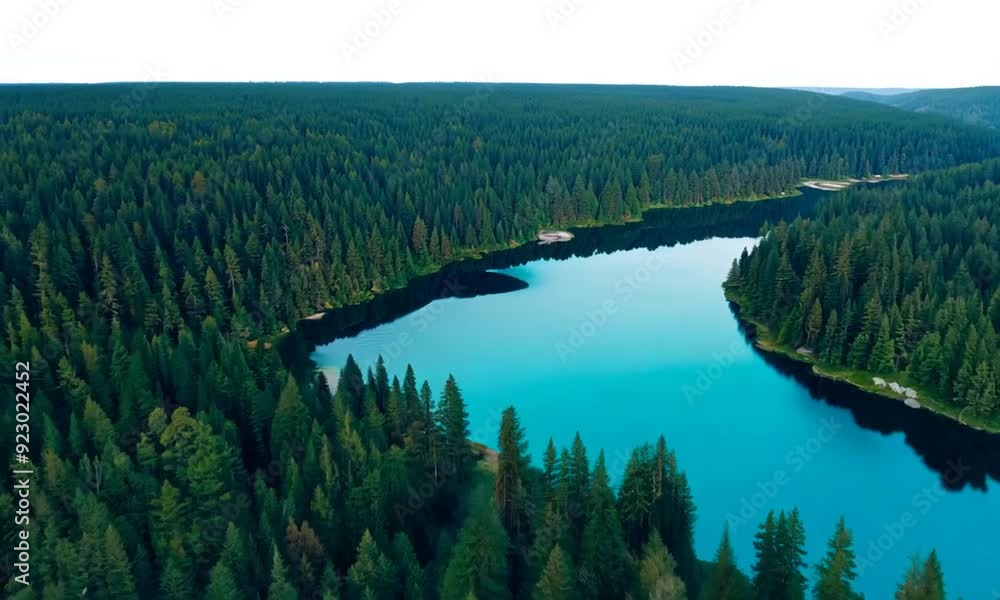 Epic drone view of wild lake calm water and pine trees. Glaser lake landscape and wilderness nature background. Turquoise blue water natural reservoir in Ontario, Canada remote rout travel destination Epic drone view of wild lake calm water and pine trees. Glaser lake landscape and wilderness nature background. Turquoise blue water natural reservoir in Ontario, Canada remote rout travel destination