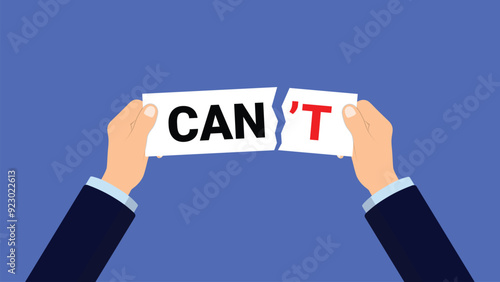 Hand tear can't text paper perfect for risk and motivation concept