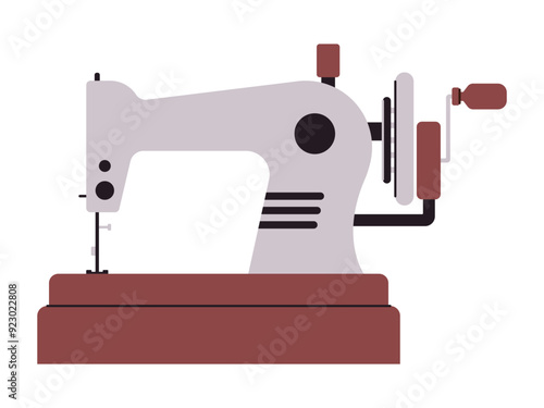 sewing machine sew crafting clothing tailor machinery old vintage retro style old textile making classic item design icon illustration