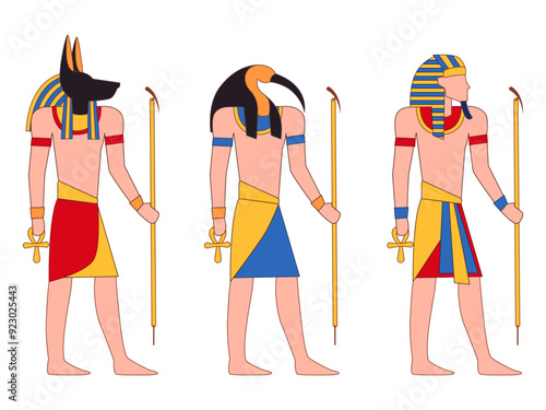 Egyptian God Goddess Deities afterworld ancient Egypt Anubis Thoth Pharaoh symbol jackal ibis bird dog head design illustration