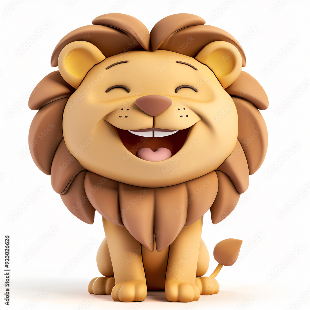 Obraz premium 3d render icon of lion cartoon plastic 3d clay isolated