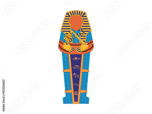 Pharaoh sarcophagus mummification mummified death body King Tut Tutankhamun burial ancient Egypt history design illustration