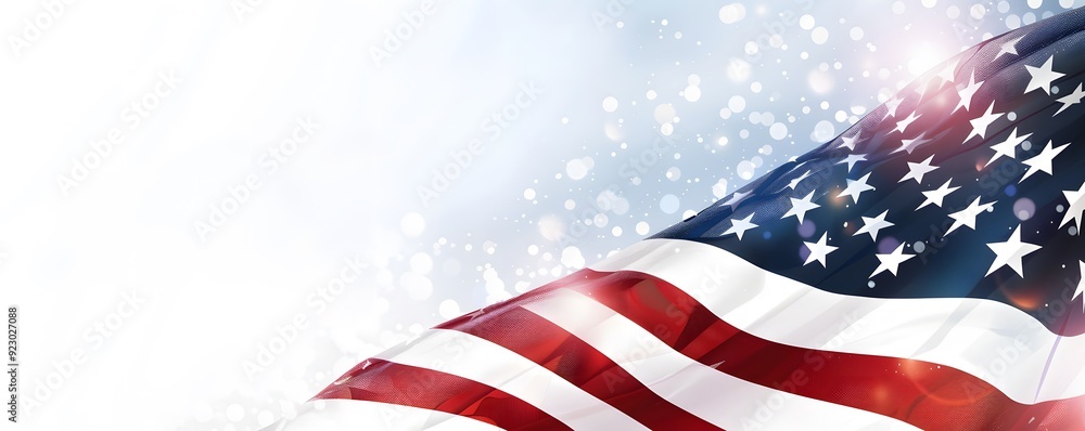 Fototapeta premium Waving American Flag with Sparkling Background