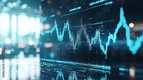 A modern financial graph displaying market trends with dynamic data and striking blue lines for visual impact.