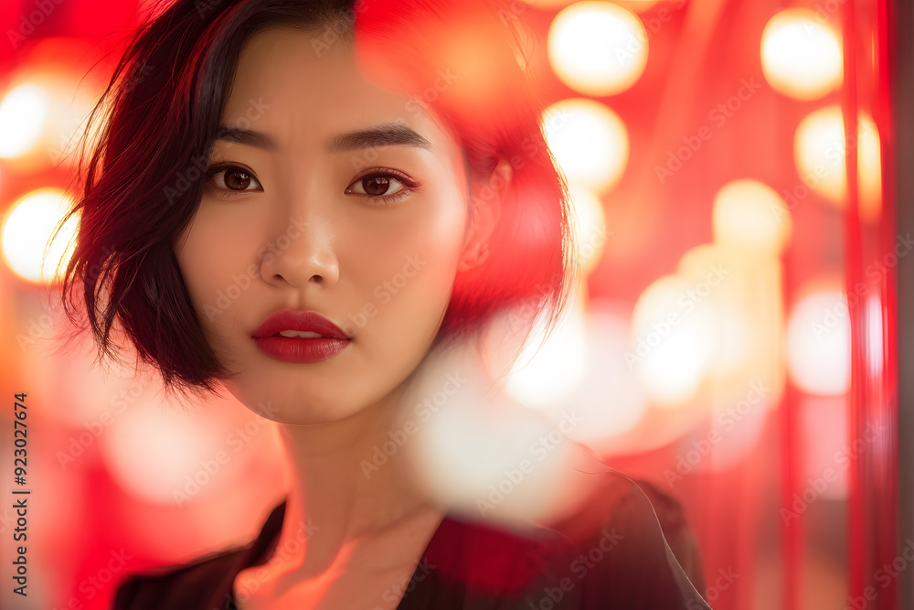 Naklejka premium A woman with red lipstick