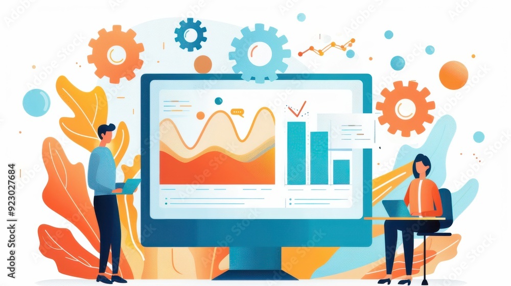Pitch deck creation, team working on presentation slides, flat design illustration Pitch deck creation, team working on presentation slides, flat design illustration
