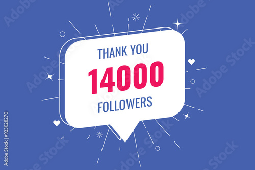 14000 OR 14K followers celebration. Thank you 14000   followers congratulation template banner. banner for social 14K friends and followers. celebrate subscribers and followers.
