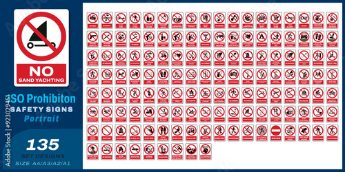 135 set iso prohibition safety signs v65 size a4/a3/a2/a1	