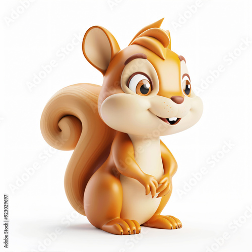 3d render icon of Squirrel cartoon plastic 3d clay photo