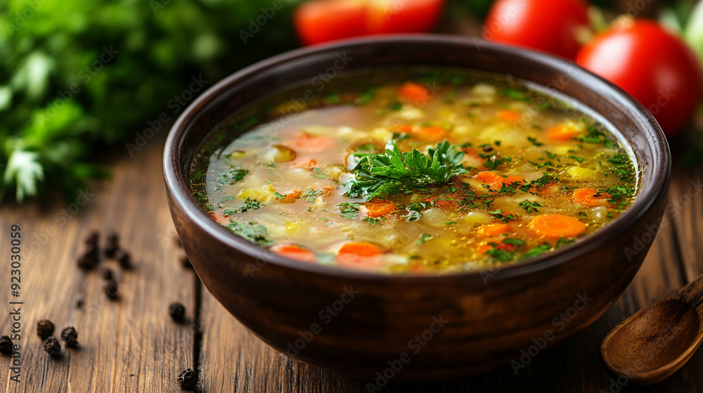 bowl of homemade soup brimming with fresh vegetables symbolizes nourishment, comfort, and the care of home-cooked meals. Perfect for evoking warmth and well-being bowl of homemade soup brimming with fresh vegetables symbolizes nourishment, comfort, and the care of home-cooked meals. Perfect for evoking warmth and well-being
