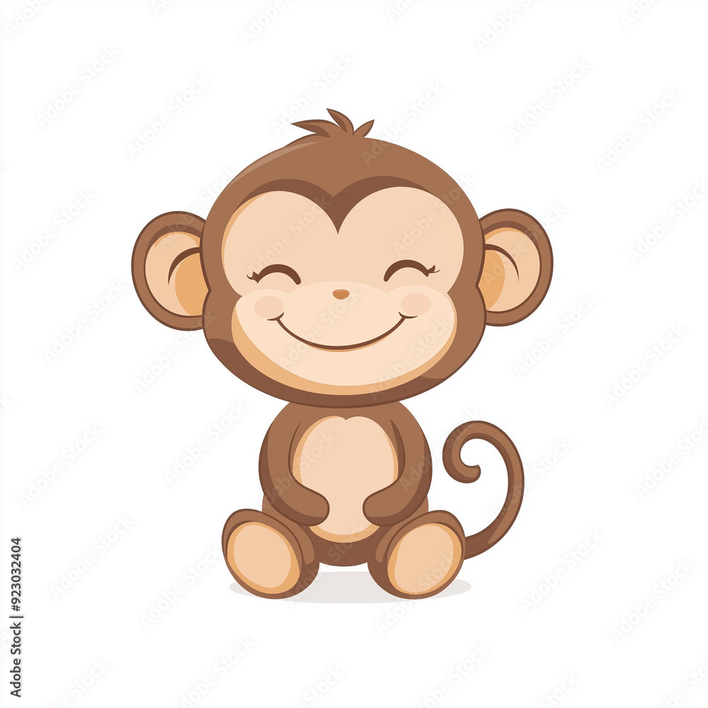 Curious Monkey - Playful Cartoon Character Swinging Through the Trees Curious Monkey - Playful Cartoon Character Swinging Through the Trees