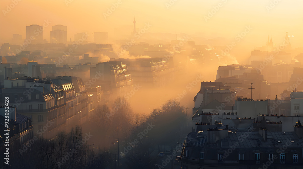 Fototapeta premium European Smog Crisis: Highlighting Air Pollution Challenges in Cities like