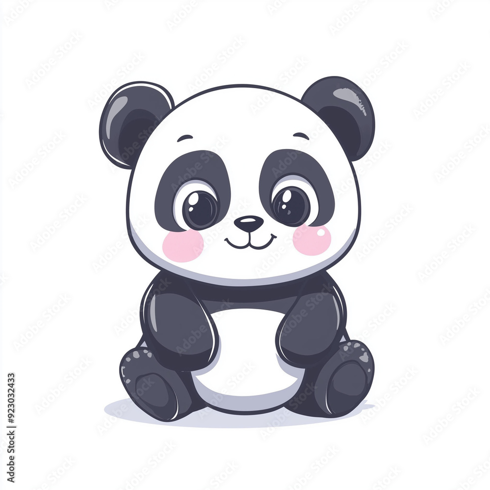 Fototapeta premium Adorable and Charming Baby Panda Cartoon Character in Playful Pose