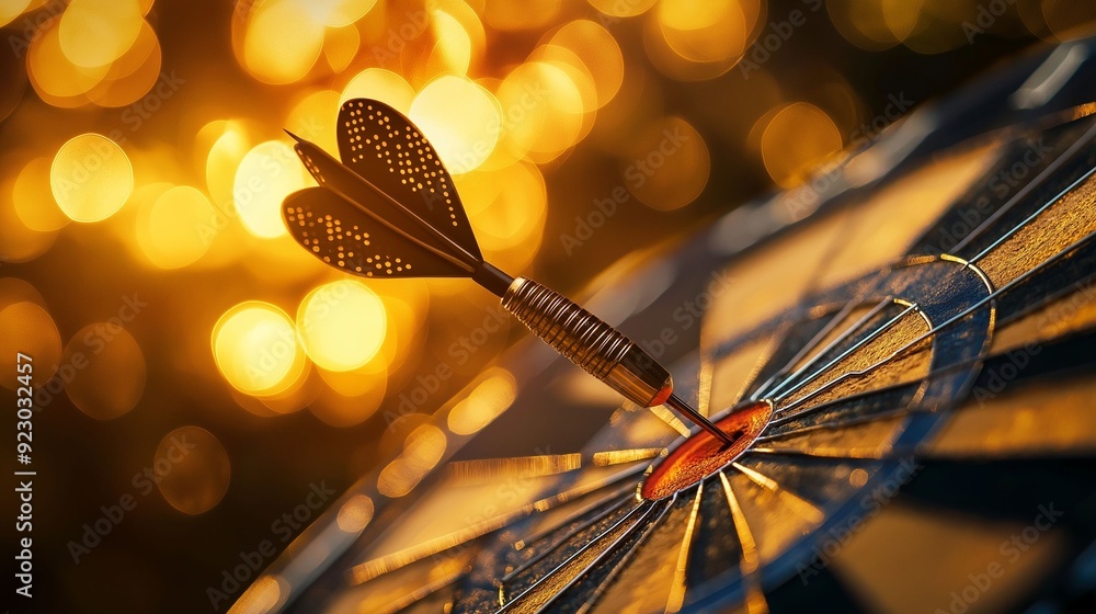 Bullseye on Dartboard with Vibrant Bokeh Background. Bullseye on Dartboard with Vibrant Bokeh Background.