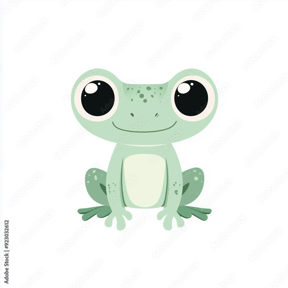 Fototapeta premium Playful Cartoon Frog Character Sitting on a Lily Pad - Fun and Colorful Illustration for Kids' Designs