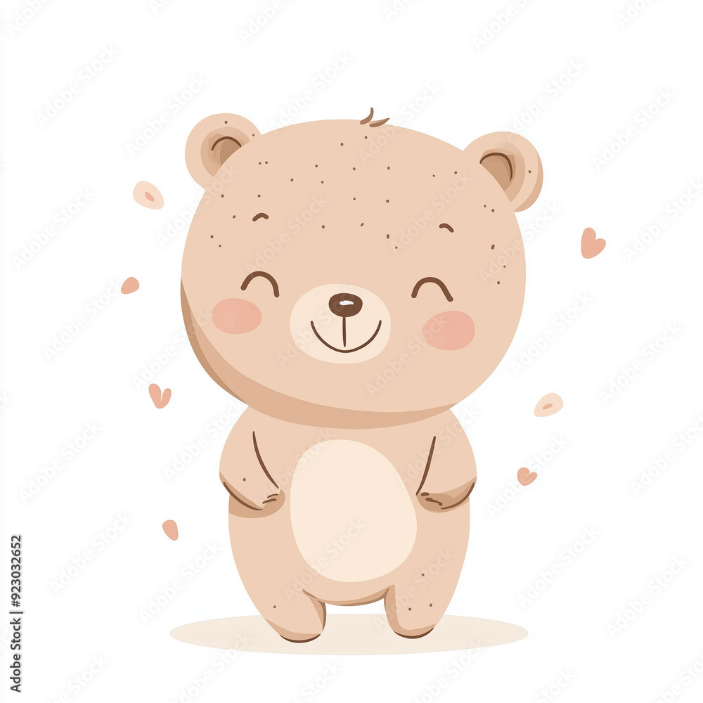 Adorable Playful Baby Bear Cartoon Character Smiling Happily Adorable Playful Baby Bear Cartoon Character Smiling Happily