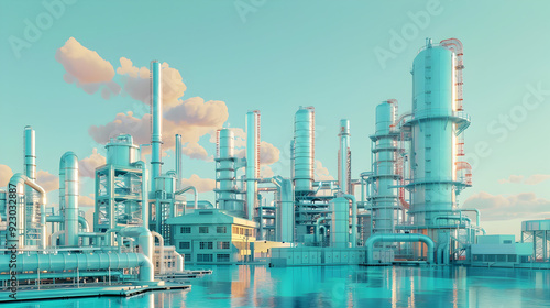 Future factory plant and energy industry concept in creative graphic design Oil photo