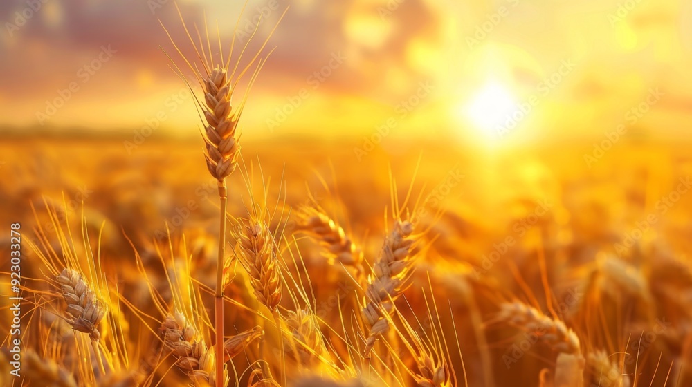 A sunset view over a wheat field, with the sun casting a golden glow on the landscape, symbolizing the end of a fruitful day. A sunset view over a wheat field, with the sun casting a golden glow on the landscape, symbolizing the end of a fruitful day.