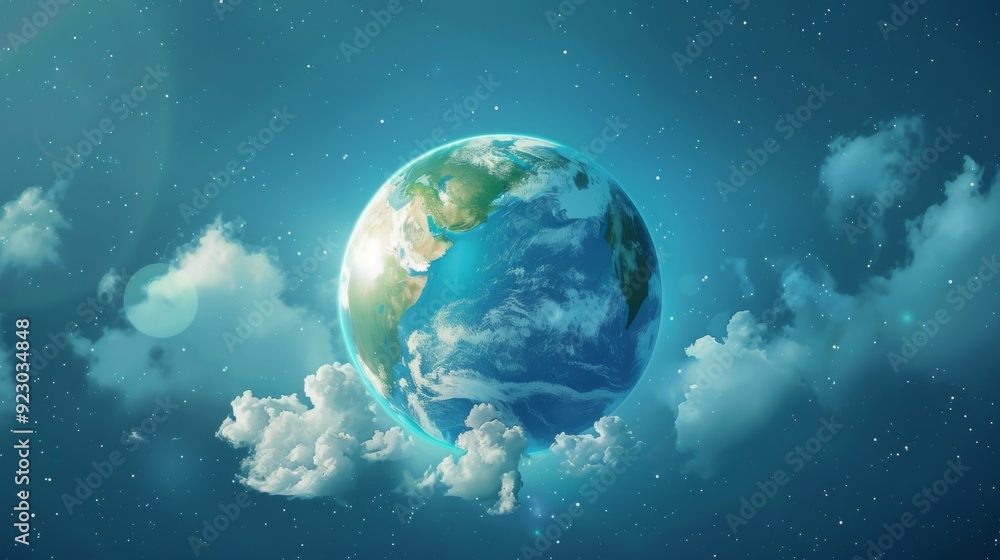 An animated Earth with a healthy ozone layer and clean air symbols, celebrating World Ozone Day An animated Earth with a healthy ozone layer and clean air symbols, celebrating World Ozone Day