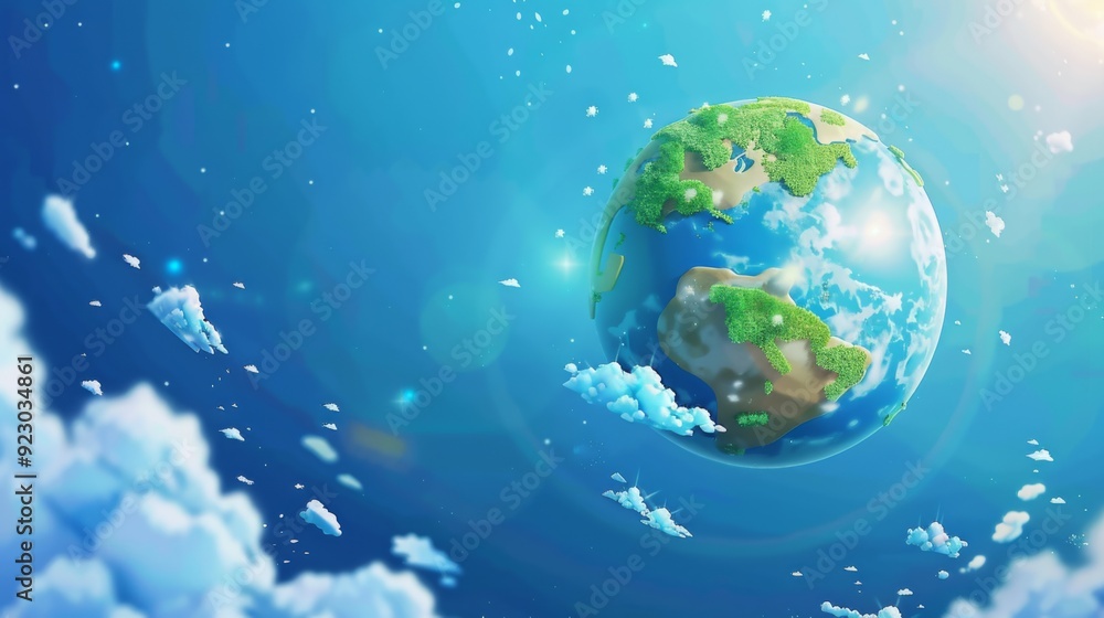 An animated Earth with a healthy ozone layer and clean air symbols, celebrating World Ozone Day An animated Earth with a healthy ozone layer and clean air symbols, celebrating World Ozone Day