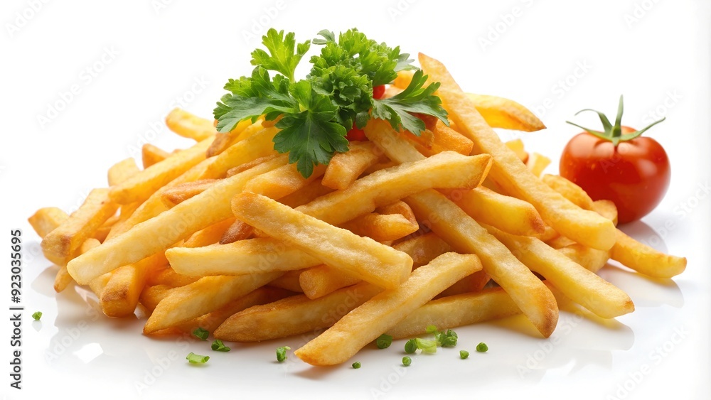 delicious tasty of fries on white background