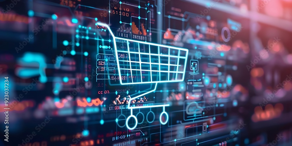 Abstract Digital Shopping Cart Illustration Abstract Digital Shopping Cart Illustration