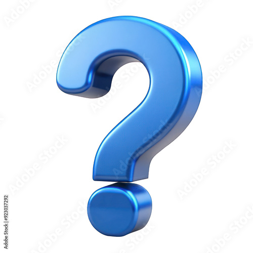 Blue question mark symbol 3d isolated on transparent background