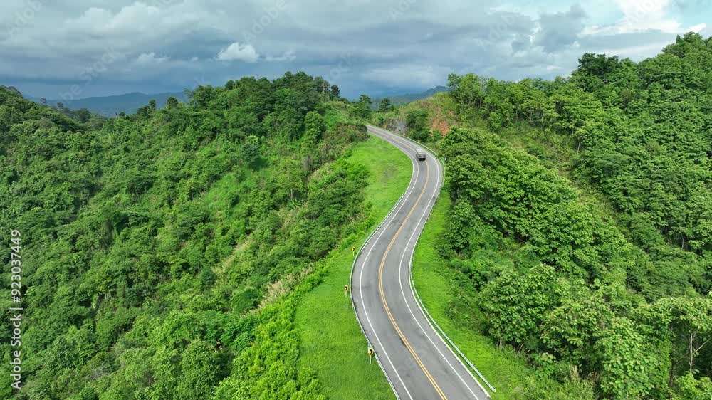 Aerial View of Road No 3 from a Drone - Nan Province Thailand
Aerial View of Road No 3 from a Drone - Nan Province Thailand